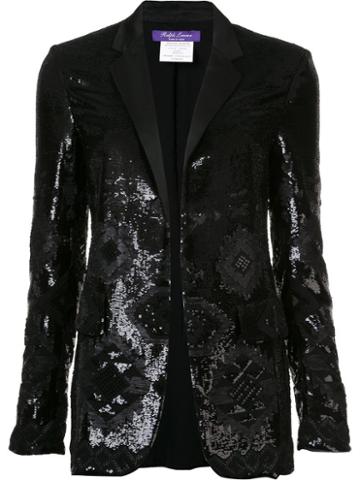 Ralph Lauren Geometric Sequined Pattern Blazer, Women's, Size: 6, Black, Silk