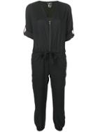 Dkny Relaxed Fit Zip-up Jumpsuit - Black