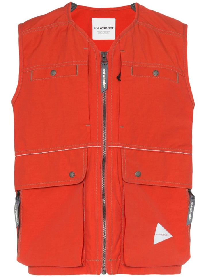 And Wander Laser Sleeveless Waistcoat - Red