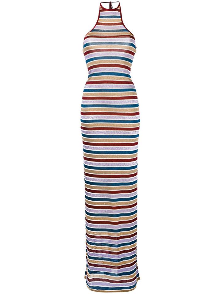 Dsquared2 Metallic (grey) Stripe Maxi Dress, Women's, Size: Medium, Viscose/polyester/polyamide