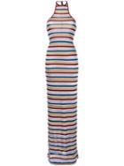 Dsquared2 Metallic (grey) Stripe Maxi Dress, Women's, Size: Medium, Viscose/polyester/polyamide