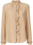 Red Valentino Frilled Detailing Semi-sheer Shirt - Nude & Neutrals