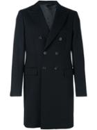 Tonello Double Breasted Coat, Men's, Size: 50, Black, Acetate/viscose/cashmere/wool