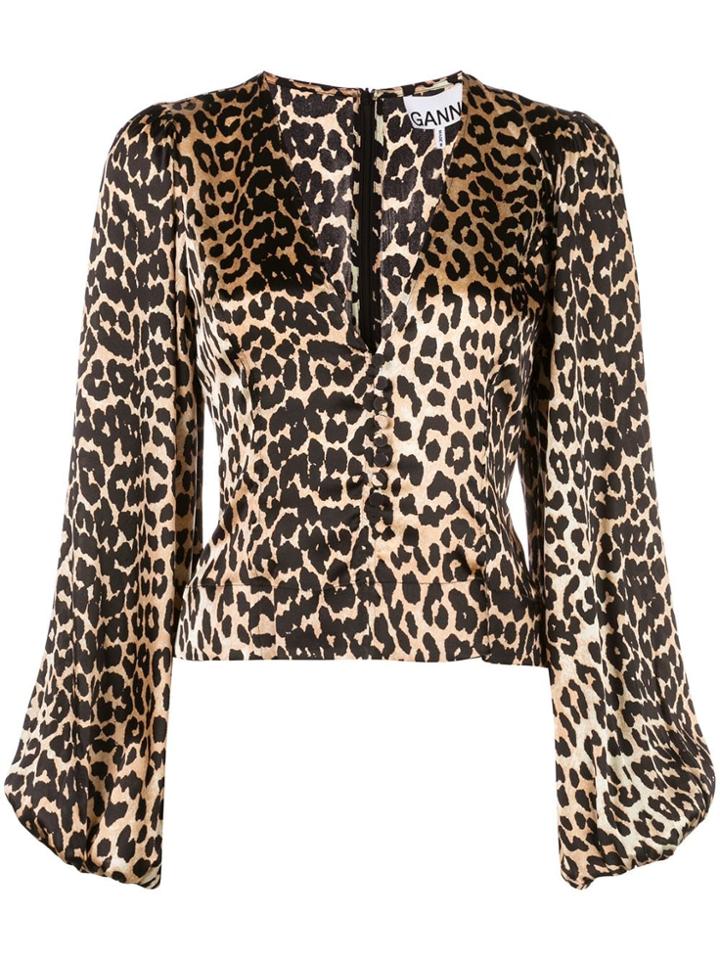 Ganni Leopard Print Top - Gold