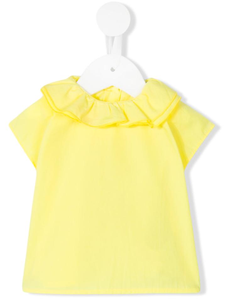 Knot - Pierrot Collar Blouse - Kids - Cotton - 6 Mth, Yellow/orange