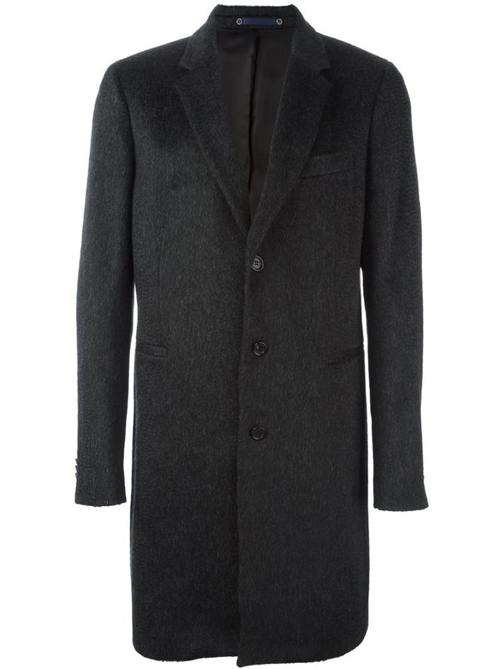 Ps By Paul Smith Classic Overcoat, Men's, Size: Medium, Grey, Nylon/viscose/mohair/wool