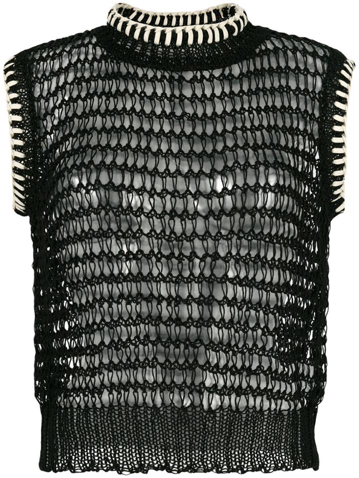 Jil Sander Open Knit Top - Black