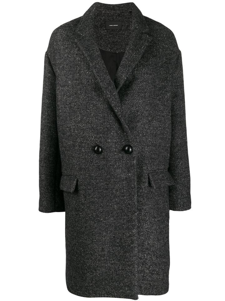 Isabel Marant Boxy Fit Double Breasted Coat - Grey