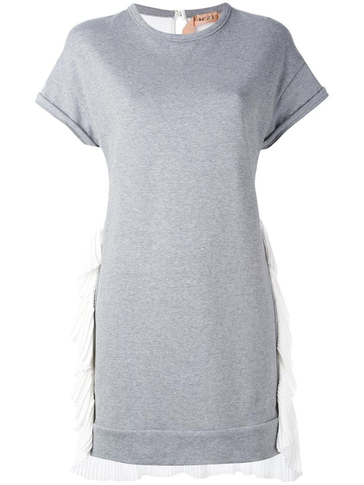 No21 - Jersey Contrast Dress - Women - Silk/cotton/acetate - 38, Grey, Silk/cotton/acetate