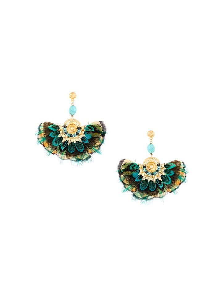 Gas Bijoux 'gaia' Feather Earrings, Women's, Metallic