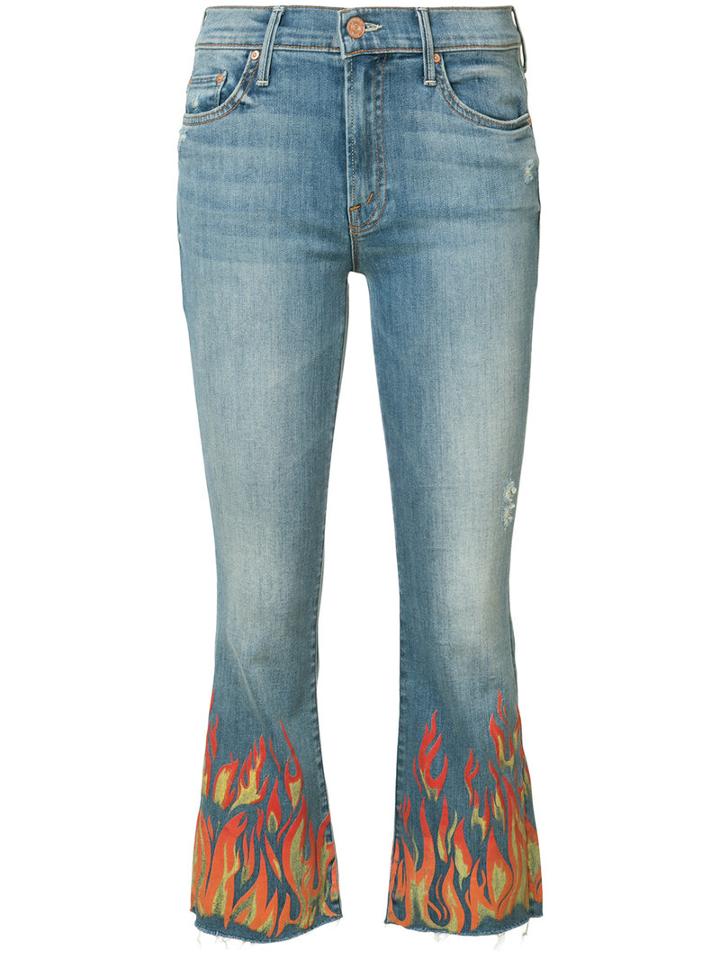 Mother - Insider Crop Fray Jeans - Women - Cotton/polyester/spandex/elastane - 26, Blue, Cotton/polyester/spandex/elastane