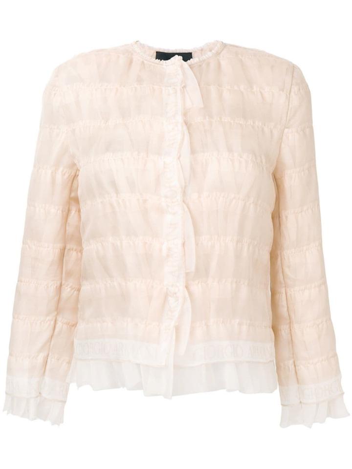 Giorgio Armani Silk Frilled Jacket - Neutrals