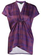 Jejia Audrey Gathered Detail Check Shirt - Purple