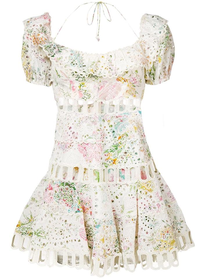 Zimmermann Embroidered Floral Print Dress - Neutrals