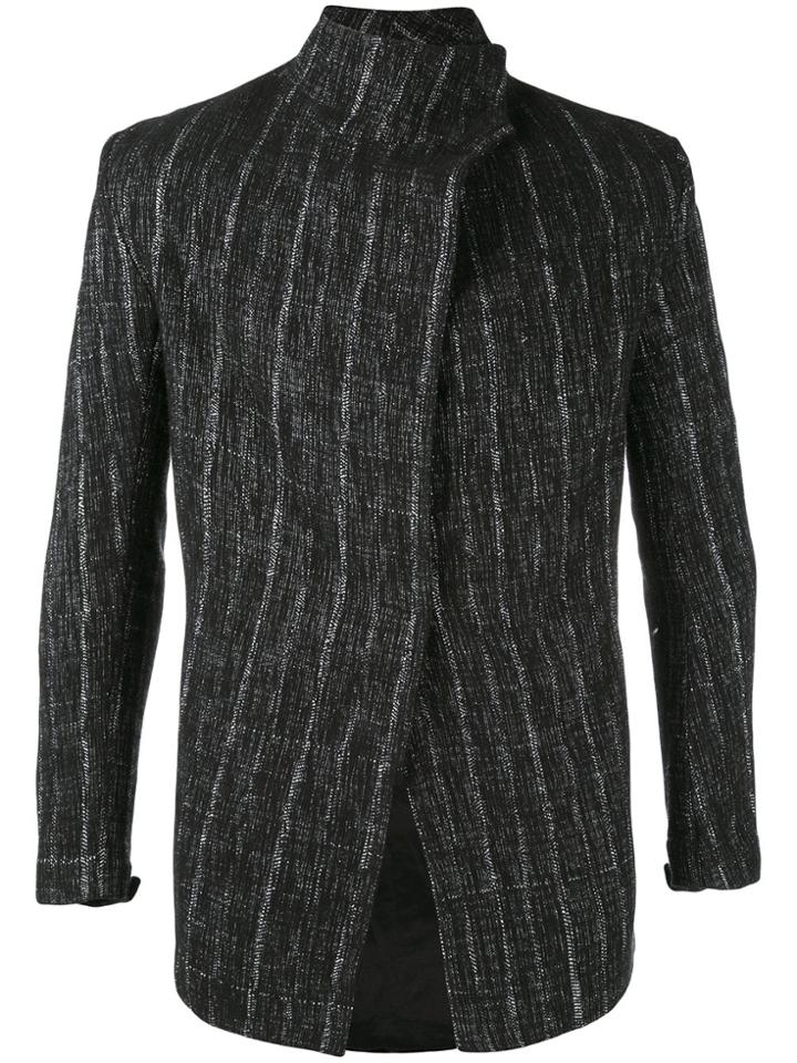 A New Cross Striped Asymmetric Jacket - Black