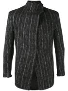A New Cross Striped Asymmetric Jacket - Black
