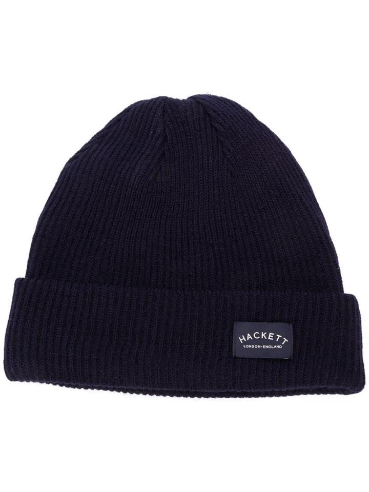Hackett Ribbed Knit Beanie - Blue