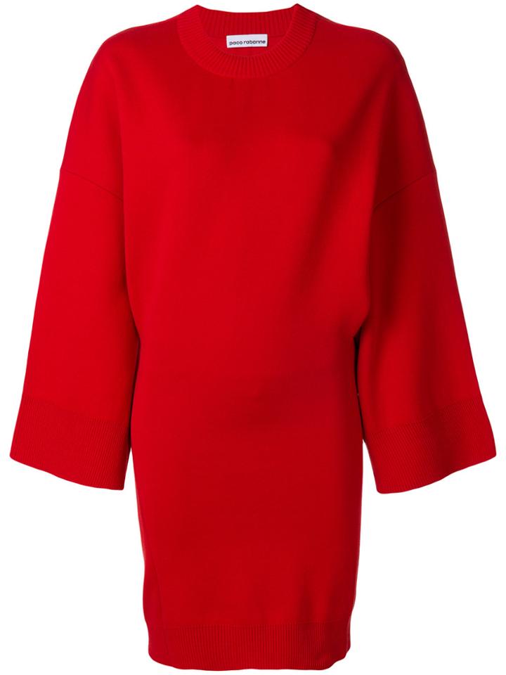 Paco Rabanne Oversized Knitted Dress - Red