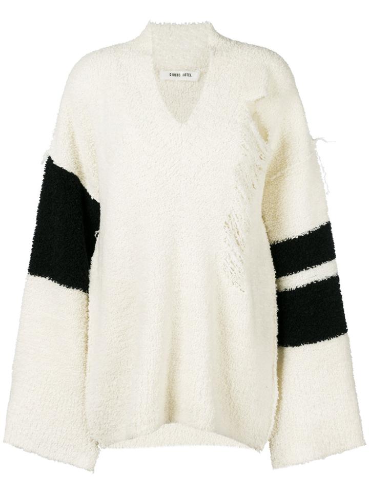 Circus Hotel Oversized V-neck Jumper - White