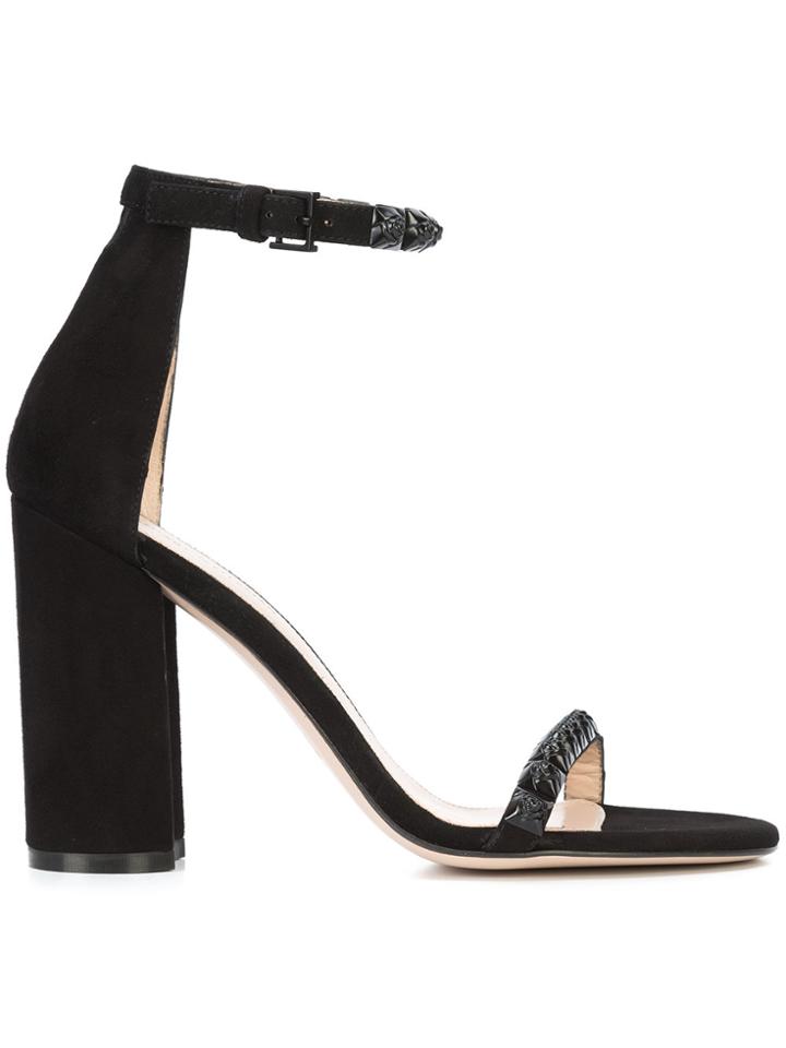 Stuart Weitzman Rosemarie Rose Stud Sandals - Black