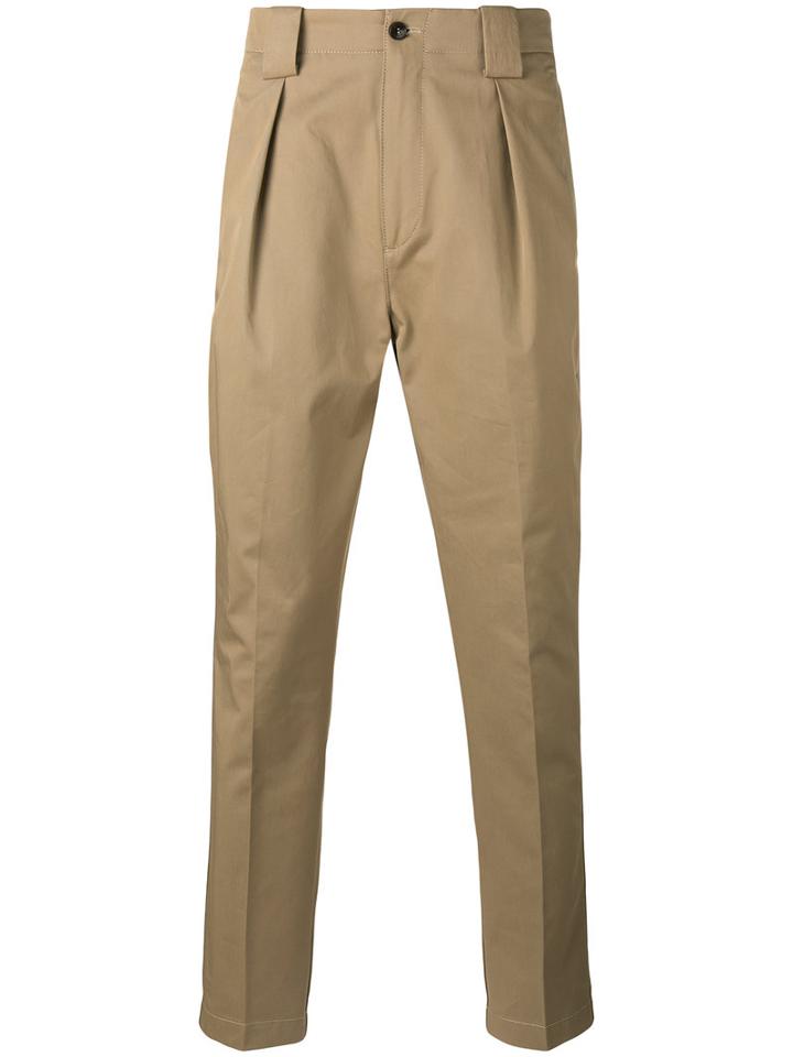 Etro - Front Pleat Tapered Trousers - Men - Cotton - 50, Nude/neutrals, Cotton