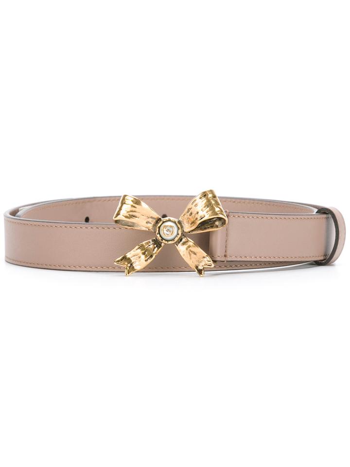 Gucci Bow Belt, Women's, Size: 95, Nude/neutrals, Leather/metal (other)