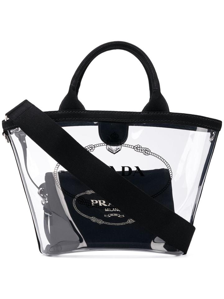 Prada Fabric And Acrylic Glass Handbag - Black