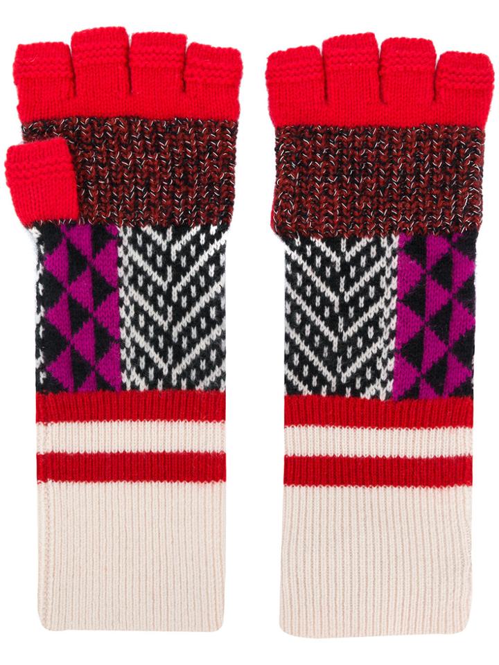 Burberry Patchwork Fingerless Gloves - Multicolour