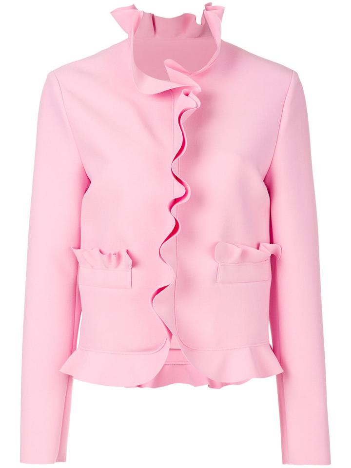Msgm - Ruffled Cropped Jacket - Women - Polyester/spandex/elastane/viscose - 40, Pink/purple, Polyester/spandex/elastane/viscose