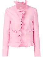 Msgm - Ruffled Cropped Jacket - Women - Polyester/spandex/elastane/viscose - 40, Pink/purple, Polyester/spandex/elastane/viscose
