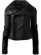 Rick Owens Fitted Biker Jacket, Women's, Size: 46, Black, Calf Leather/lamb Skin