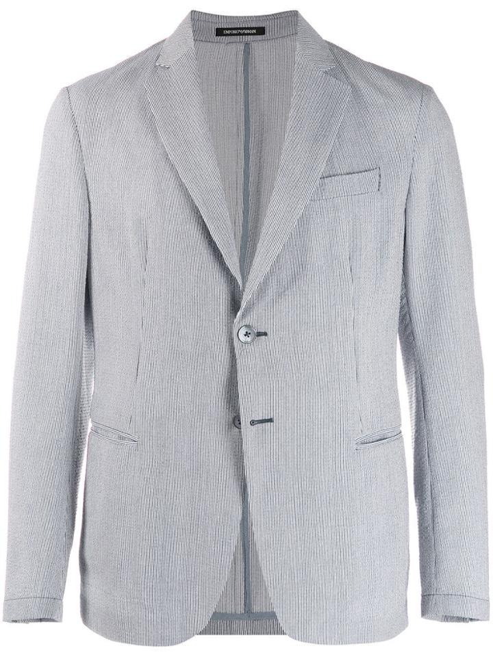 Emporio Armani Striped Single-breasted Blazer - Blue