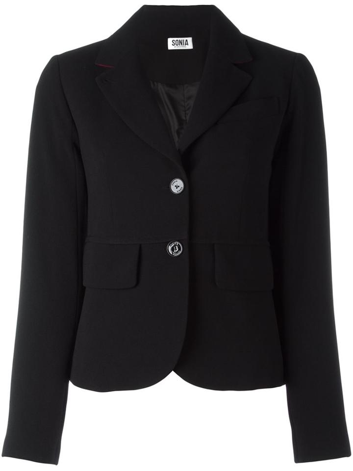 Sonia By Sonia Rykiel Flap Pocket Blazer, Women's, Size: 40, Black, Polyester/spandex/elastane/cupro