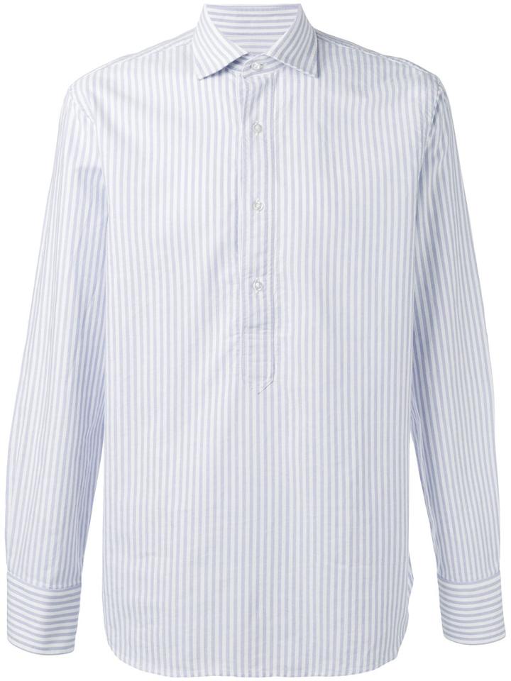 Doppiaa Striped Shirt, Men's, Size: 40, White, Cotton