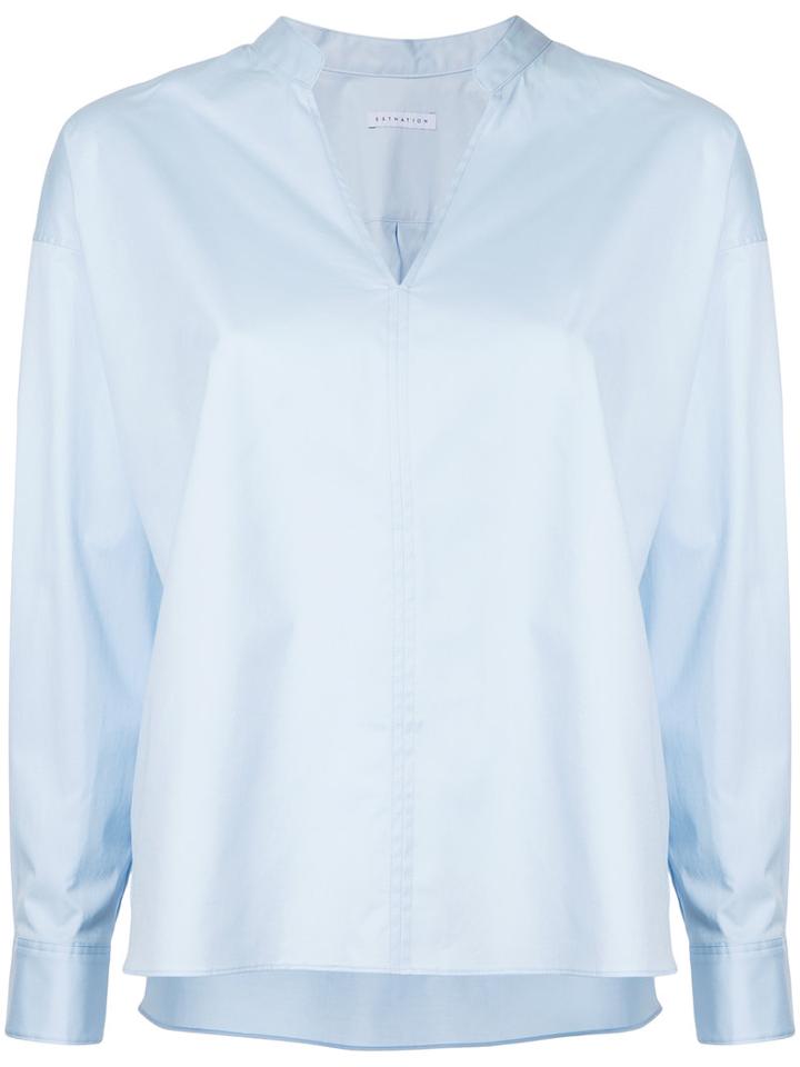 Estnation - Buttonless Blouse - Women - Cotton - 36, Blue, Cotton