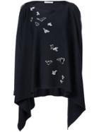 Oscar De La Renta Sequin-embroidered Draped Jumper - Blue