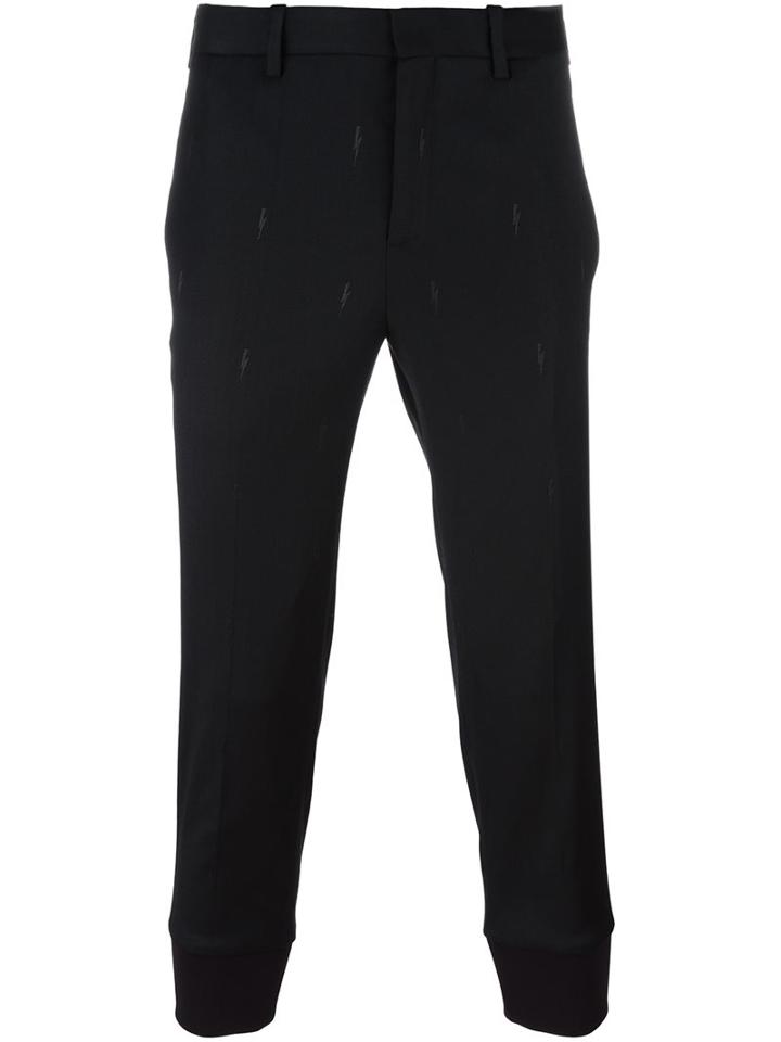 Neil Barrett Skinny Fit Trousers, Men's, Size: 50, Black, Cotton/polyester/virgin Wool
