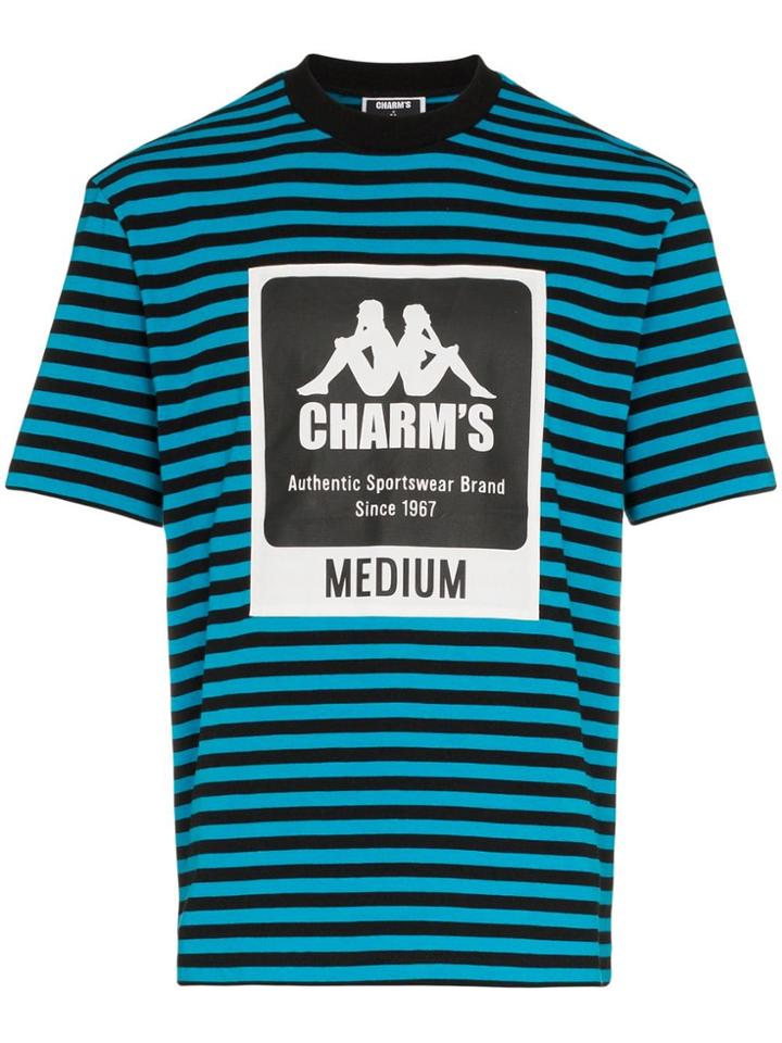 Charm's Logo Printed Striped Cotton-blend Tshirt - Blue