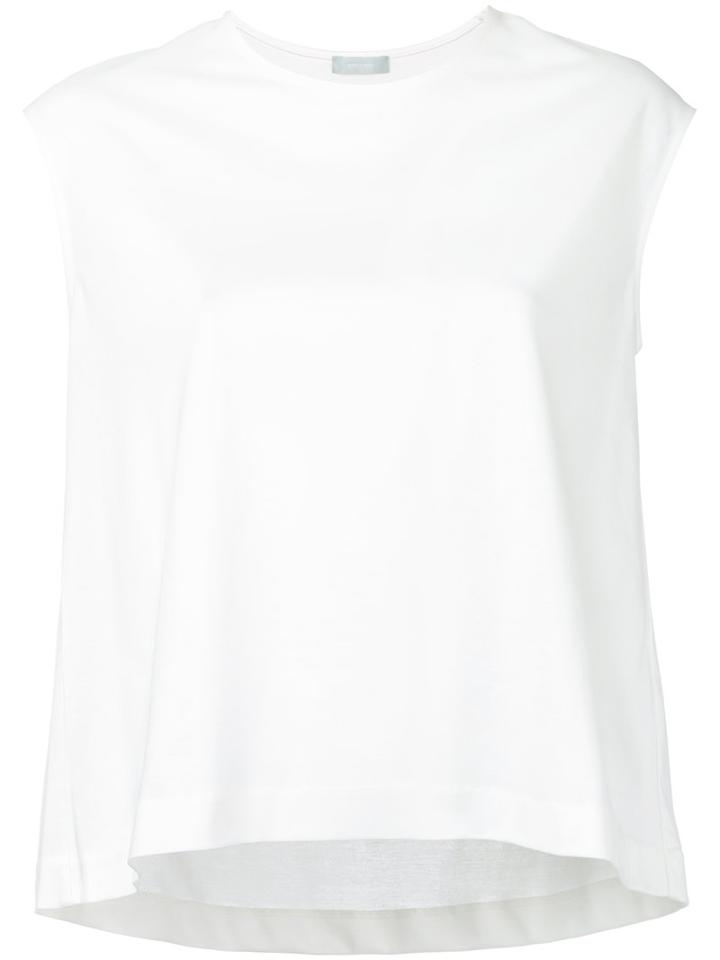 Estnation - Flared Tank Top - Women - Cotton - 38, White, Cotton
