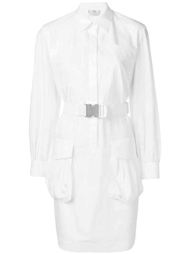 Fendi Belted Shirt Dress - White