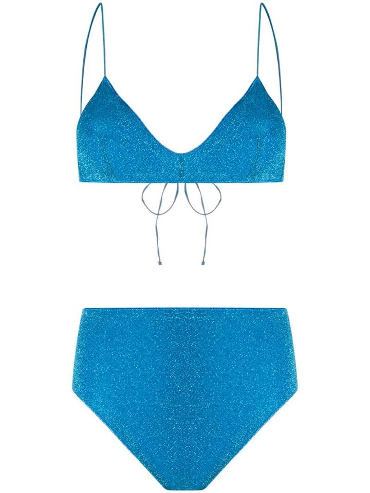 Oseree Oséree X Gente Roma High-waisted Bikini - Blue