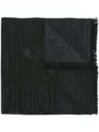 Emporio Armani Logo Jacquard Scarf, Men's, Grey, Wool