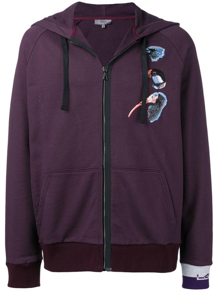 Lanvin Bird Embroidered Hoody - Purple