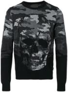 Philipp Plein Camouflage Skull Jumper - Black