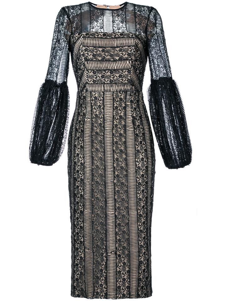 Rebecca Vallance Lou Lou Lace Gather Sleeve Dress - Black