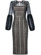 Rebecca Vallance Lou Lou Lace Gather Sleeve Dress - Black