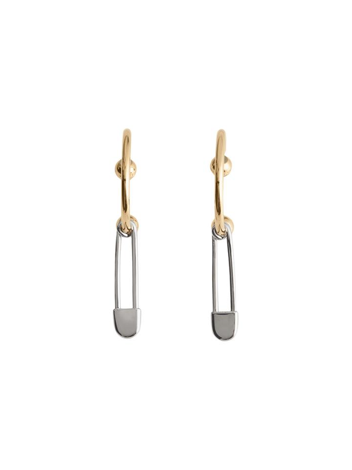 Burberry Kilt Pin Gold And Palladium-plated Hoop Earrings - Metallic