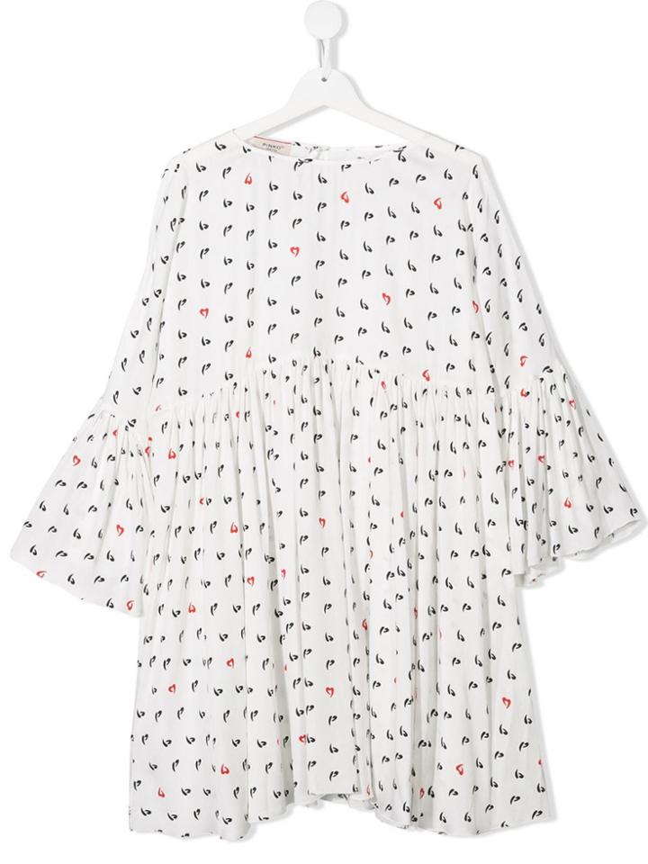 Pinko Kids Logo Print Loose Fit Dress - White