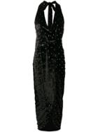 Attico Embellished Plunge Dress - Black