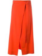 Cédric Charlier Flannel Wrap Skirt, Women's, Size: 42, Red, Spandex/elastane/virgin Wool